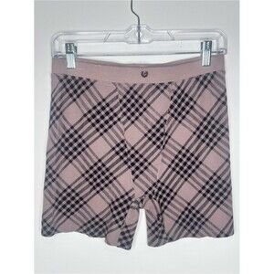 PINK Victoria’s Secret Seamless Plaid Knit Shorts Pink Black NWT